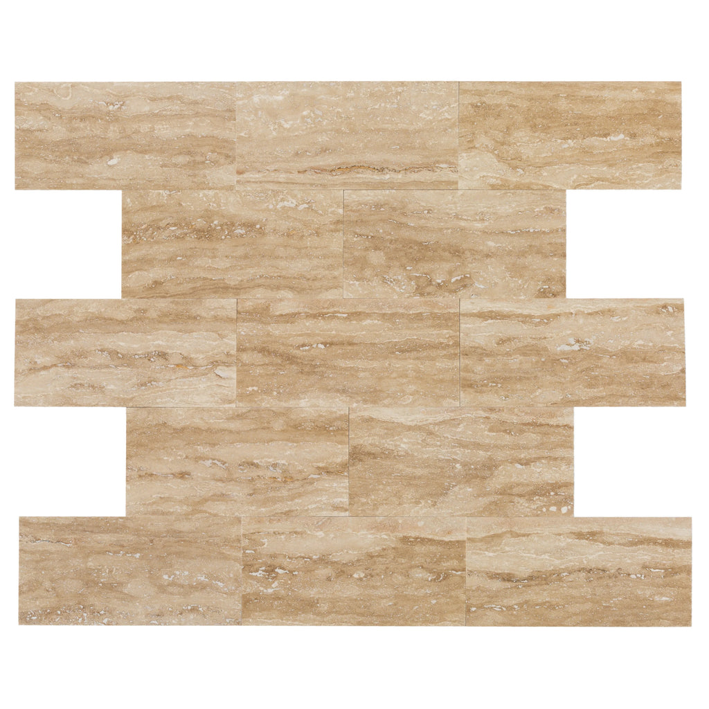 Patara Vein-Cut Travertine Floor and Wall Tile Brushed Finish