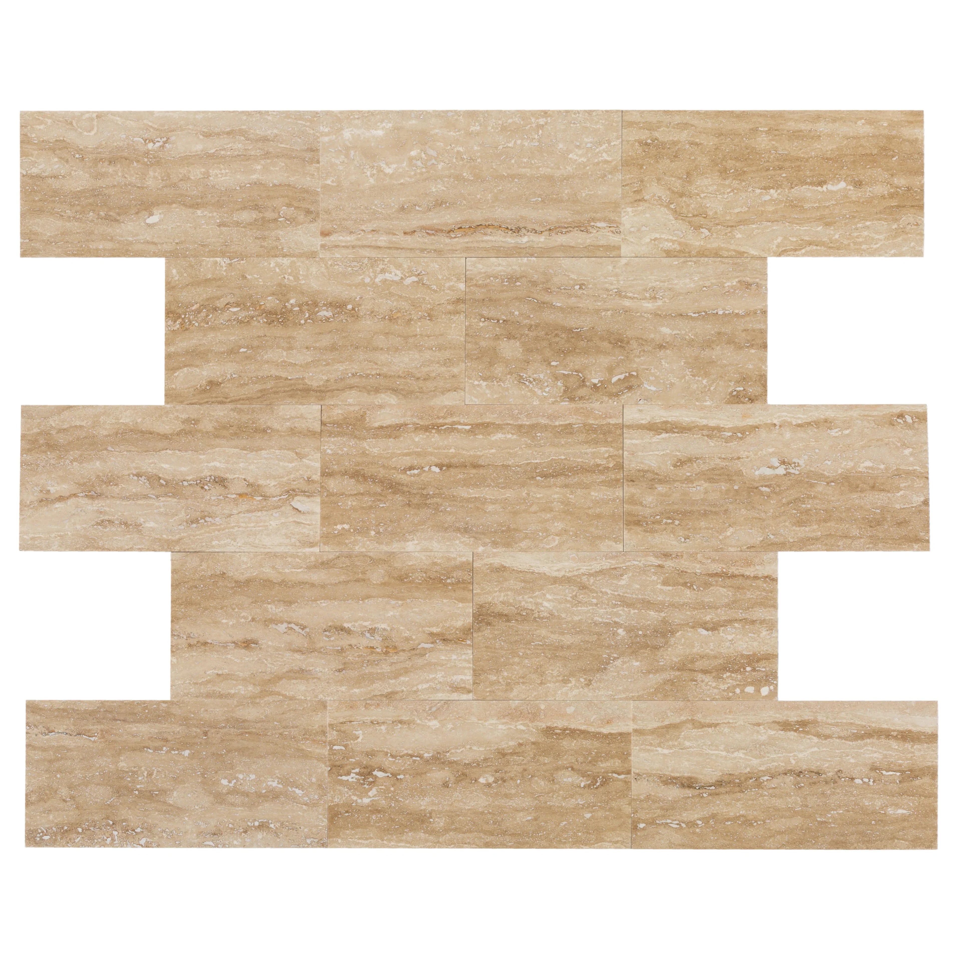 Patara Vein-Cut Travertine Floor and Wall Tile Brushed Finish