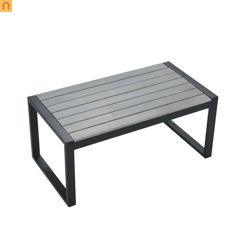 Outdoor Sectional Set PE Rattan Gray Acacia Blue Cushions 4 Piece