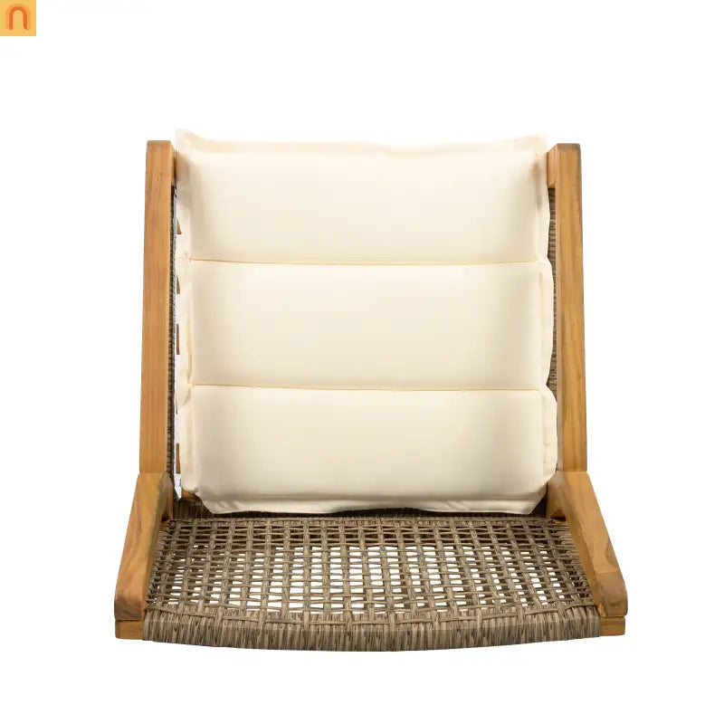 Outdoor Dining Set Acacia Wood Wicker Teak Cream Cushions Stackable