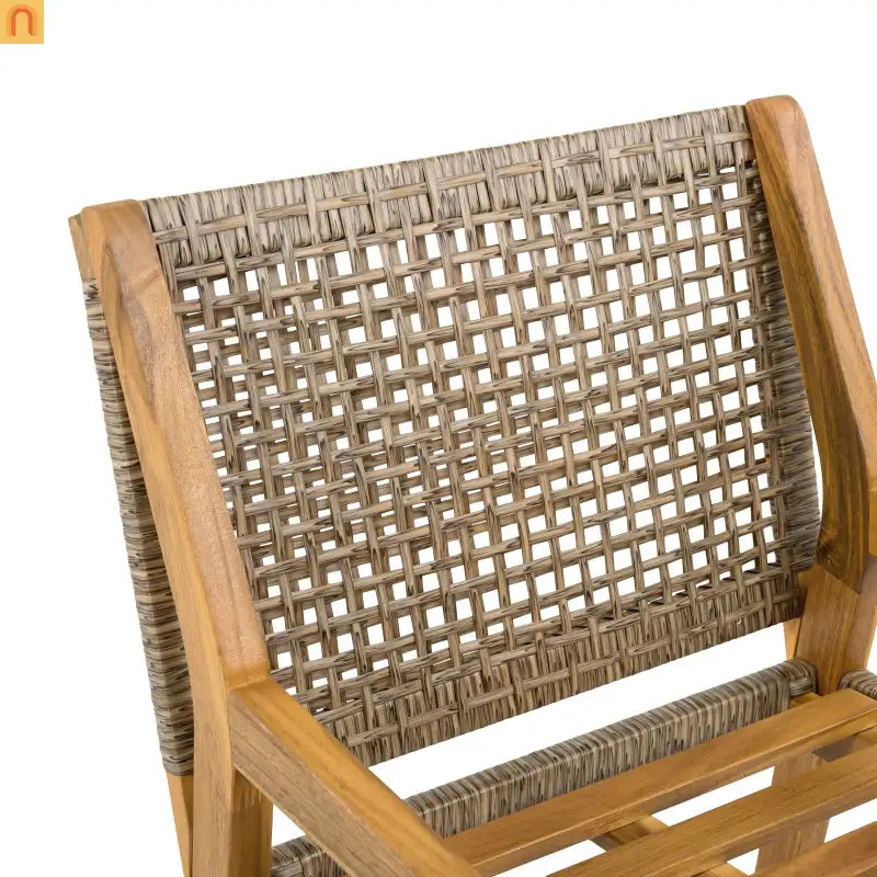 Outdoor Dining Set Acacia Wood Wicker Teak Cream Cushions Stackable