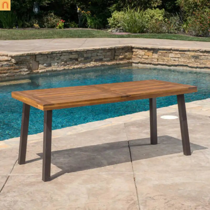 Outdoor Dining Set Acacia Wood Wicker Teak Cream Cushions Stackable