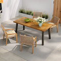 Outdoor Dining Set Acacia Wood Wicker Teak Cream Cushions Stackable