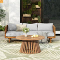 Outdoor Patio Set Acacia Wood Teak 3-Seater with Coffee Table Set
