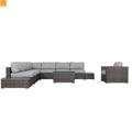 Outdoor Wicker Sectional Set 7 Person 9 Piece Brown