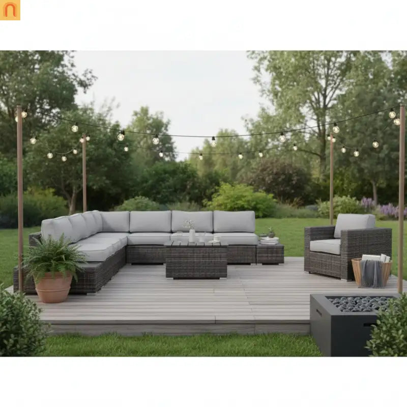 Outdoor Wicker Sectional Set 7 Person 9 Piece Brown