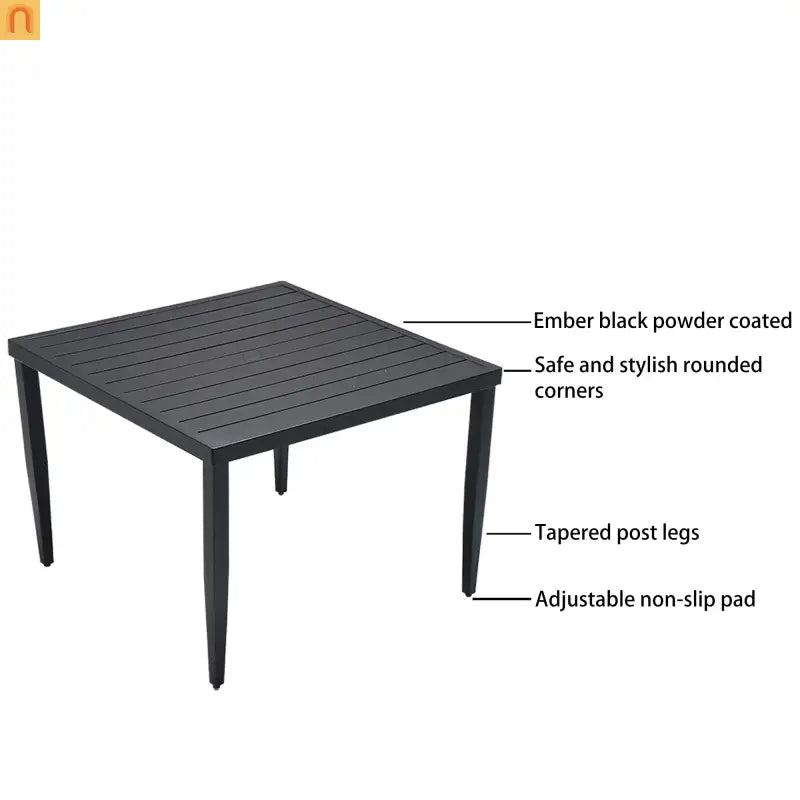 Outdoor Dining Set Aluminum Black 5 Piece 4 Swivel Rockers 40in Table