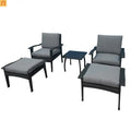 Outdoor Patio Set Rattan Gray 5-Piece Chair Ottoman Table