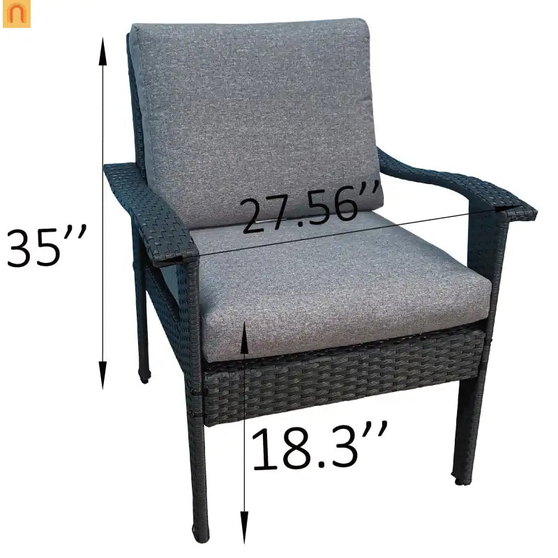 Outdoor Patio Set Rattan Gray 5-Piece Chair Ottoman Table