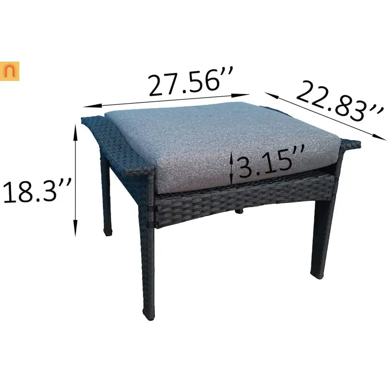 Outdoor Patio Set Rattan Gray 5-Piece Chair Ottoman Table