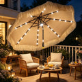 Patio Umbrella Market Straw Tassel Khaki 8.7ft Solar LED Tilt