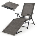 Patio Folding Chaise Lounge Chairs Recliner with 6-Level Backrest-Brown