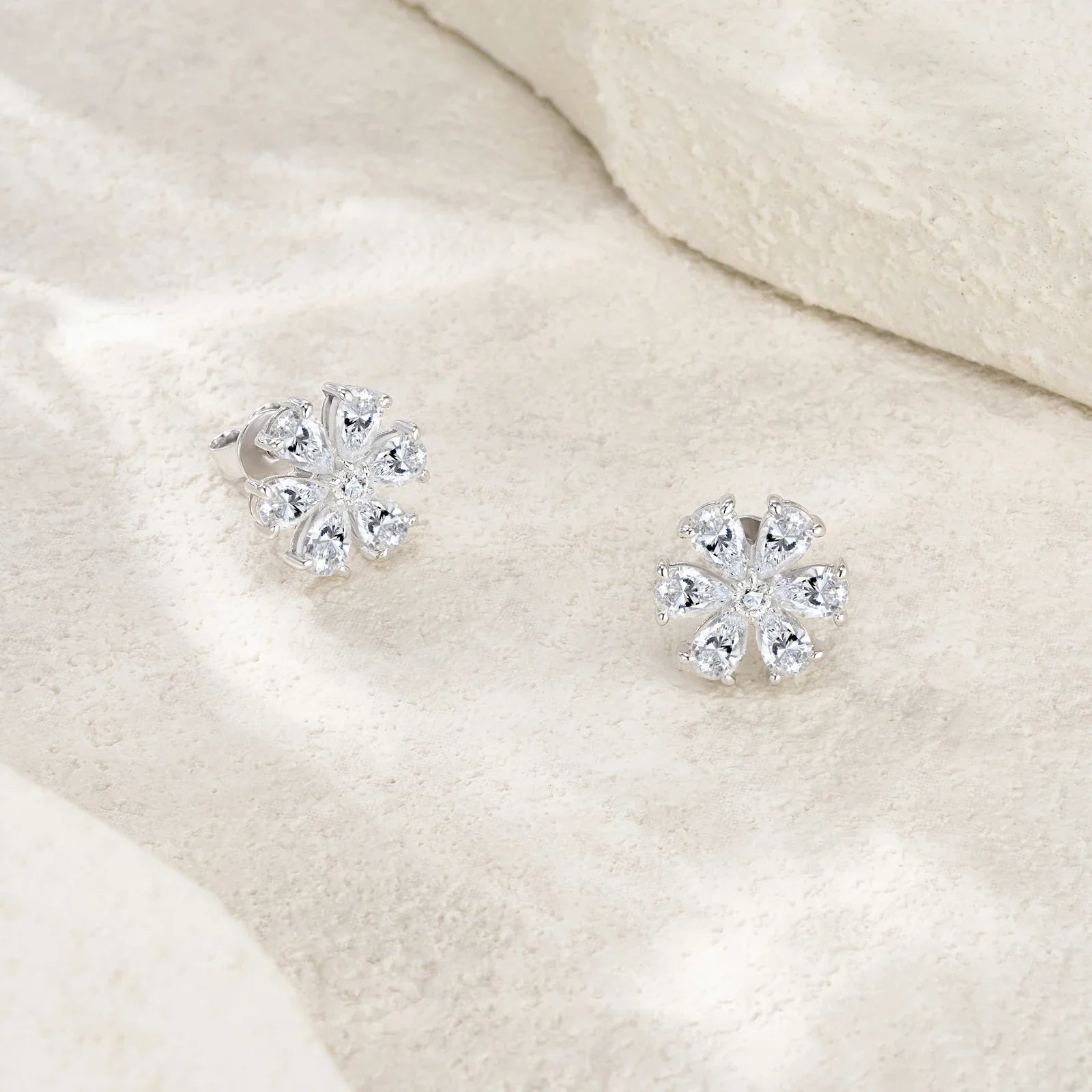 Pear Cut Cluster Moissanite Stud Earrings 3x5mm S925 Silver 18K Gold Plated