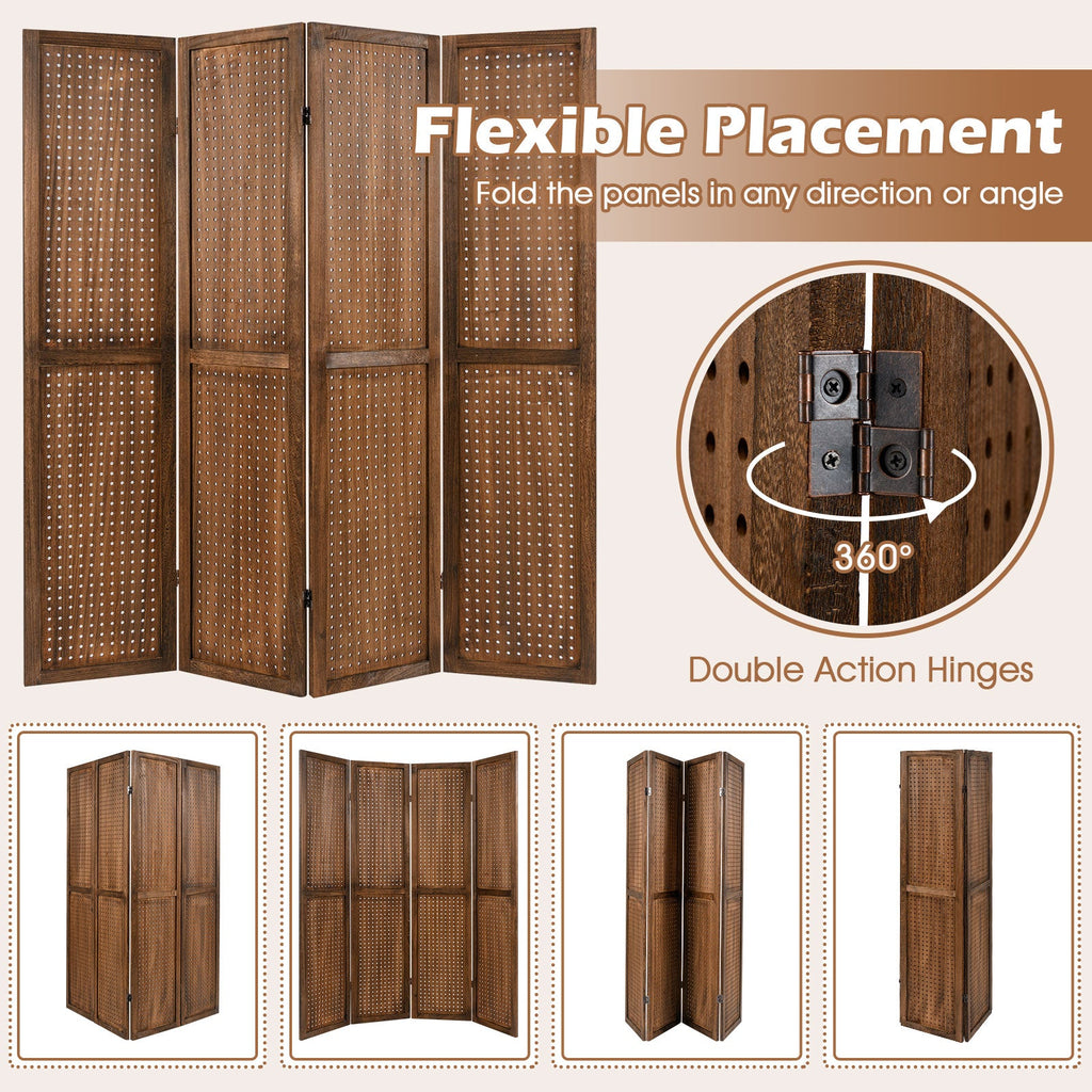 Pegboard Display with 360¬∞ Metal Hinges and Solid Wood Frame