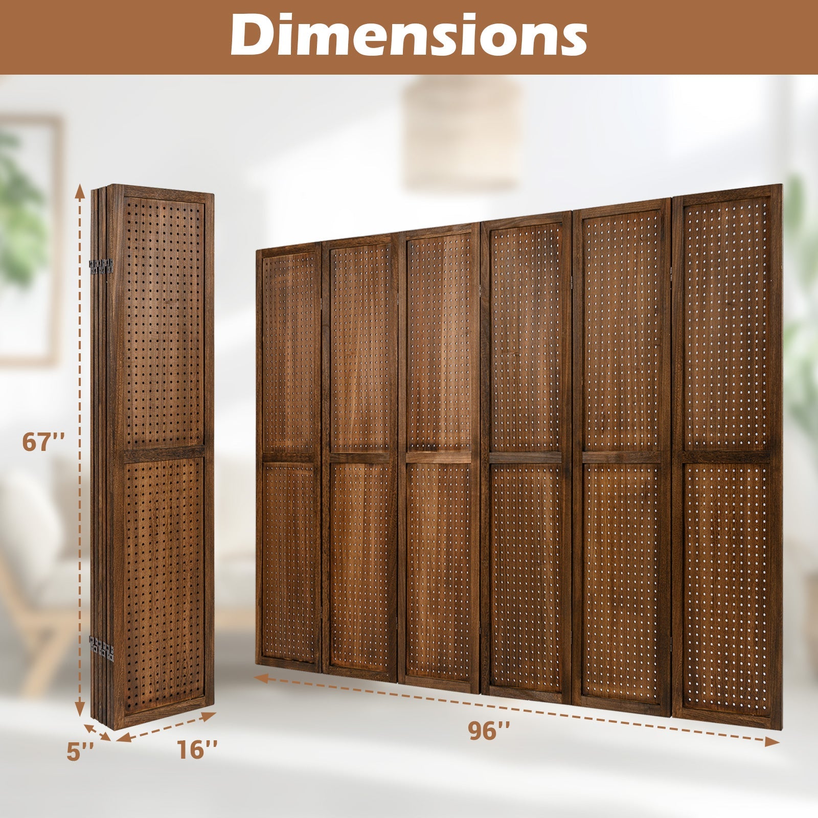 Pegboard Display with 360¬∞ Metal Hinges and Solid Wood Frame