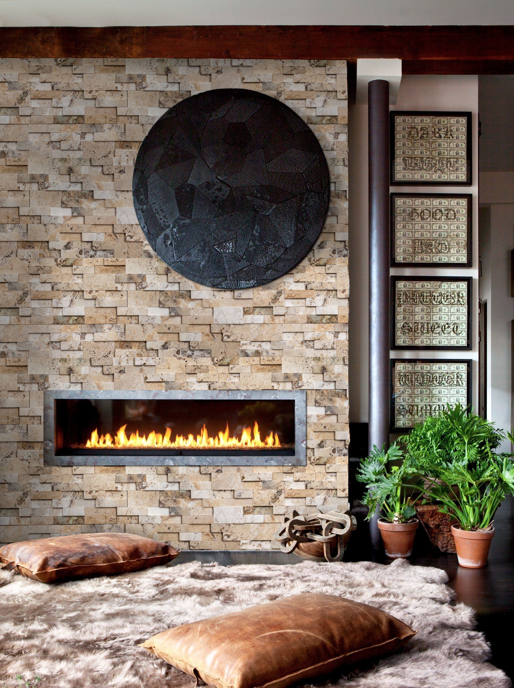 Beige Cream Travertine 3D Ledger Wall Tile - 6x24 Honed Natural