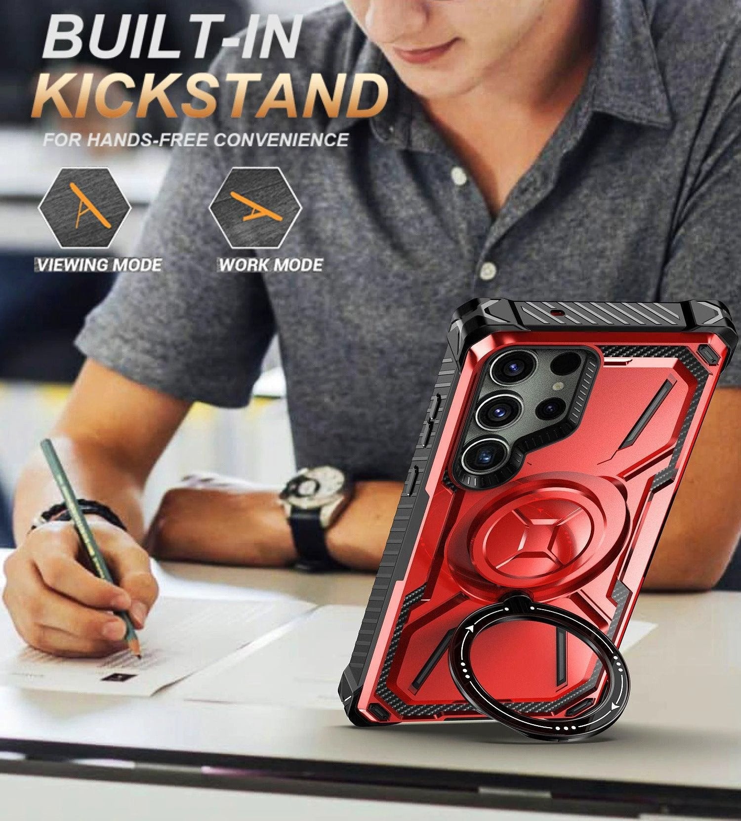 BrandName Magnetic Phone Case with Ring - Drop-Resistant & Protective