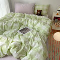 Pink and white gingham cozy cotton grid bedding sets bedroom