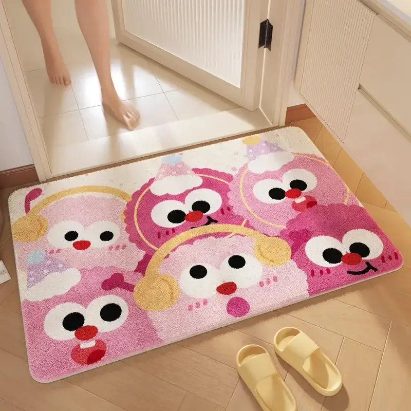 "DecorBites™ Cartoon Print Bathroom Carpet: Soft, Absorbent & Anti-Slip Entrance Mat"