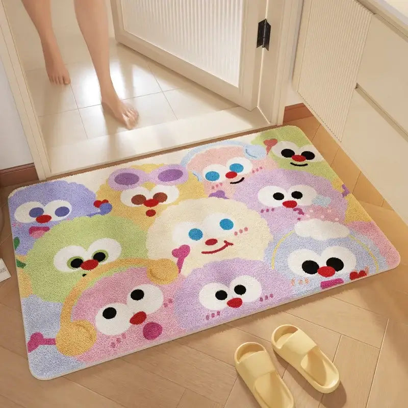 "DecorBites™ Cartoon Print Bathroom Carpet: Soft, Absorbent & Anti-Slip Entrance Mat"