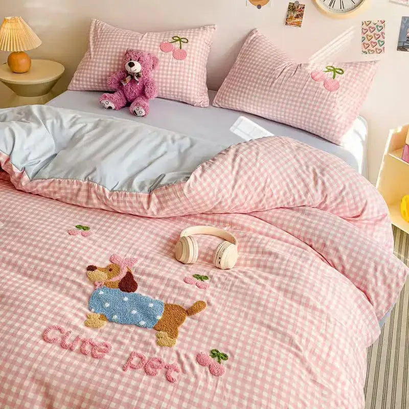Pink new year dog bedding set bedroom cloud cotton cartoon