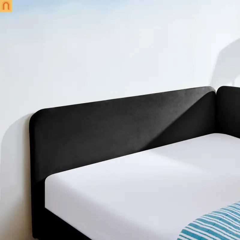 Bed Frame Daybed Platform Velvet Black Full 2 Drawers 300 lb