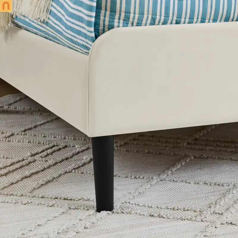 Bed Frame Platform Velvet Beige Full Storage Drawers 300 lb