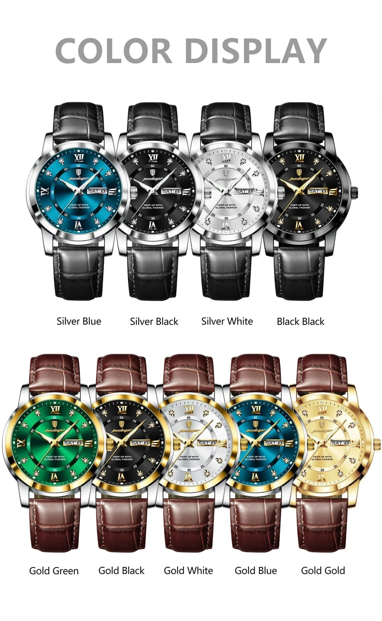 POEDAGAR Waterproof Leather Men's Quartz Watch