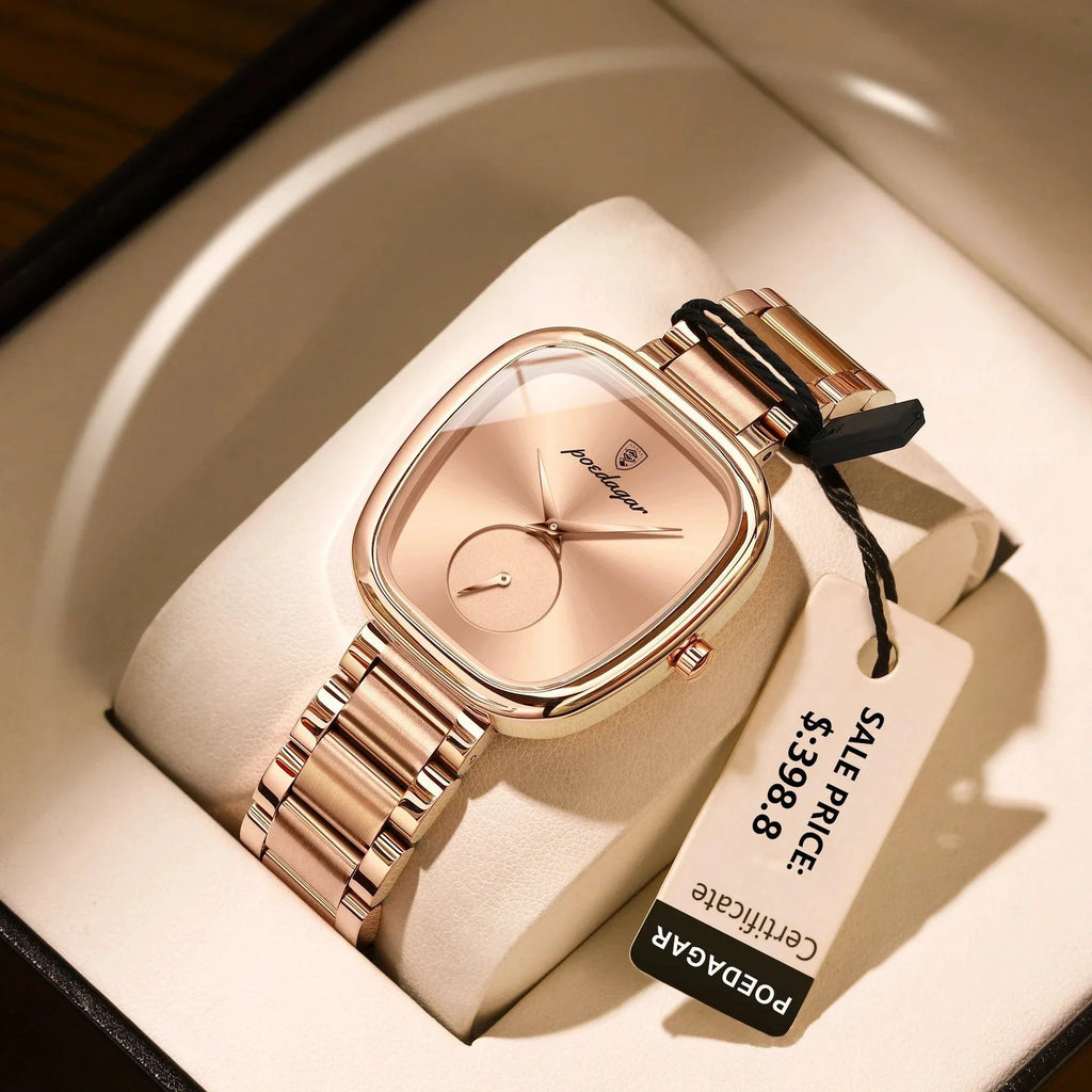 POEDAGAR Elegant Women's Quartz Watch - Waterproof Stainless Steel Timepiece for Confident Ladies
