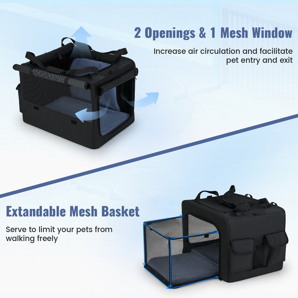 Portable Foldable Pet Carrying Bag with 2 Openings and Comfy Cushion