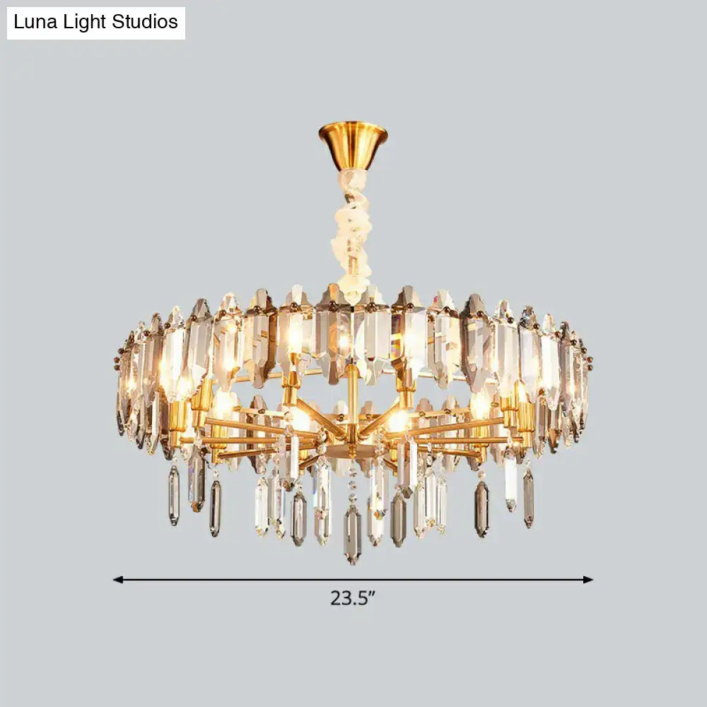 Postmodern crystal chandelier gold loop for living room