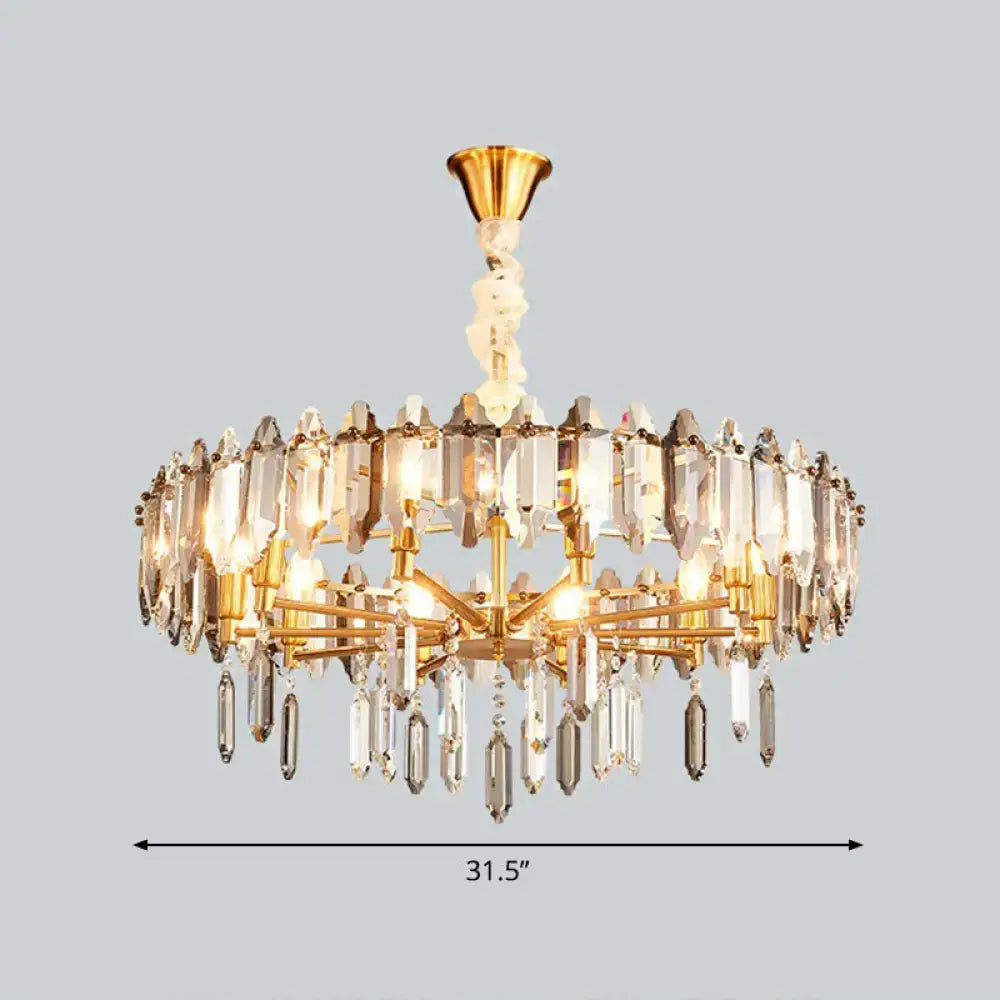Postmodern crystal chandelier gold loop for living room