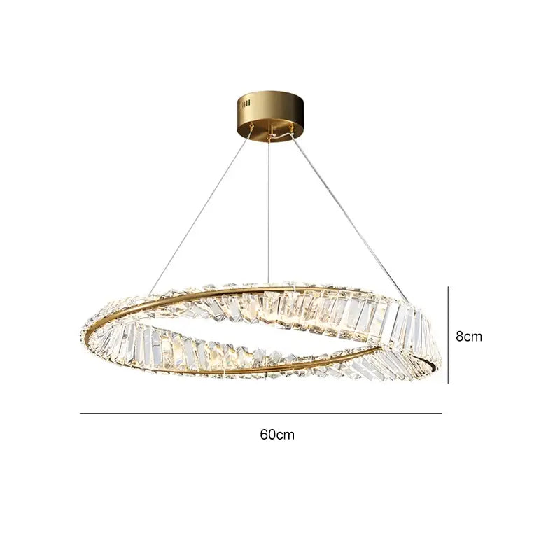 Postmodern gold crystal ring light for living room chandelier