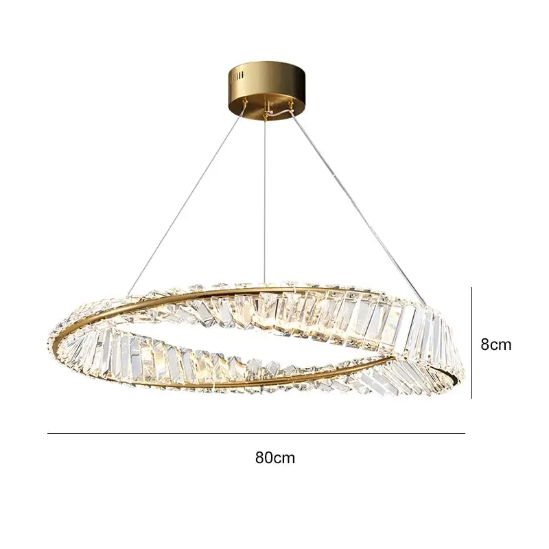 Postmodern gold crystal ring light for living room chandelier