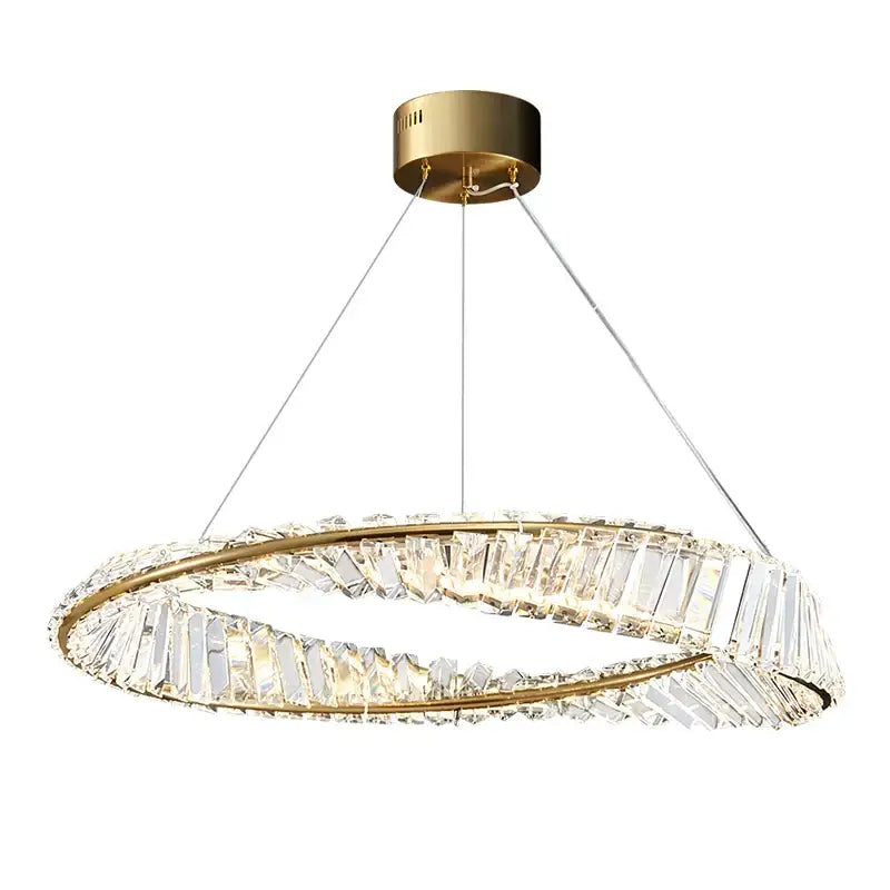 Postmodern gold crystal ring light for living room chandelier