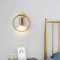 Postmodern gold halo ring wall sconce bedroom 16 inches fixture height