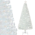 5/6/7 Feet Pre-Lit White Artificial Christmas Tree with Iridescent Leaves