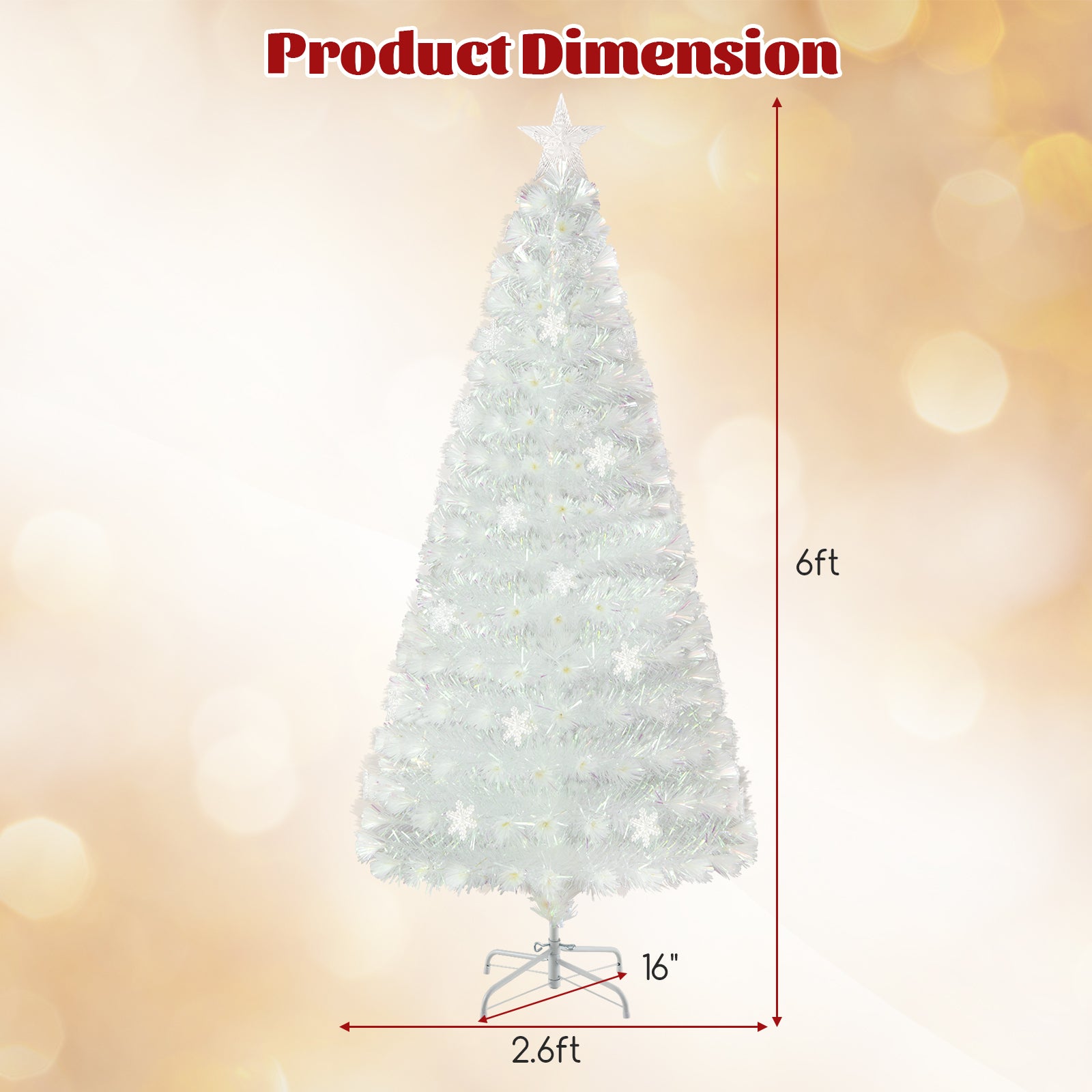 5/6/7 Feet Pre-Lit White Artificial Christmas Tree with Iridescent Leaves