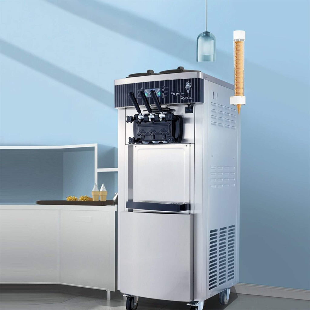 Premium 3-Flavors Commercial Soft Serve Yogurt Ice Cream Machine Maker, 20-28L/H (SAK97524)
