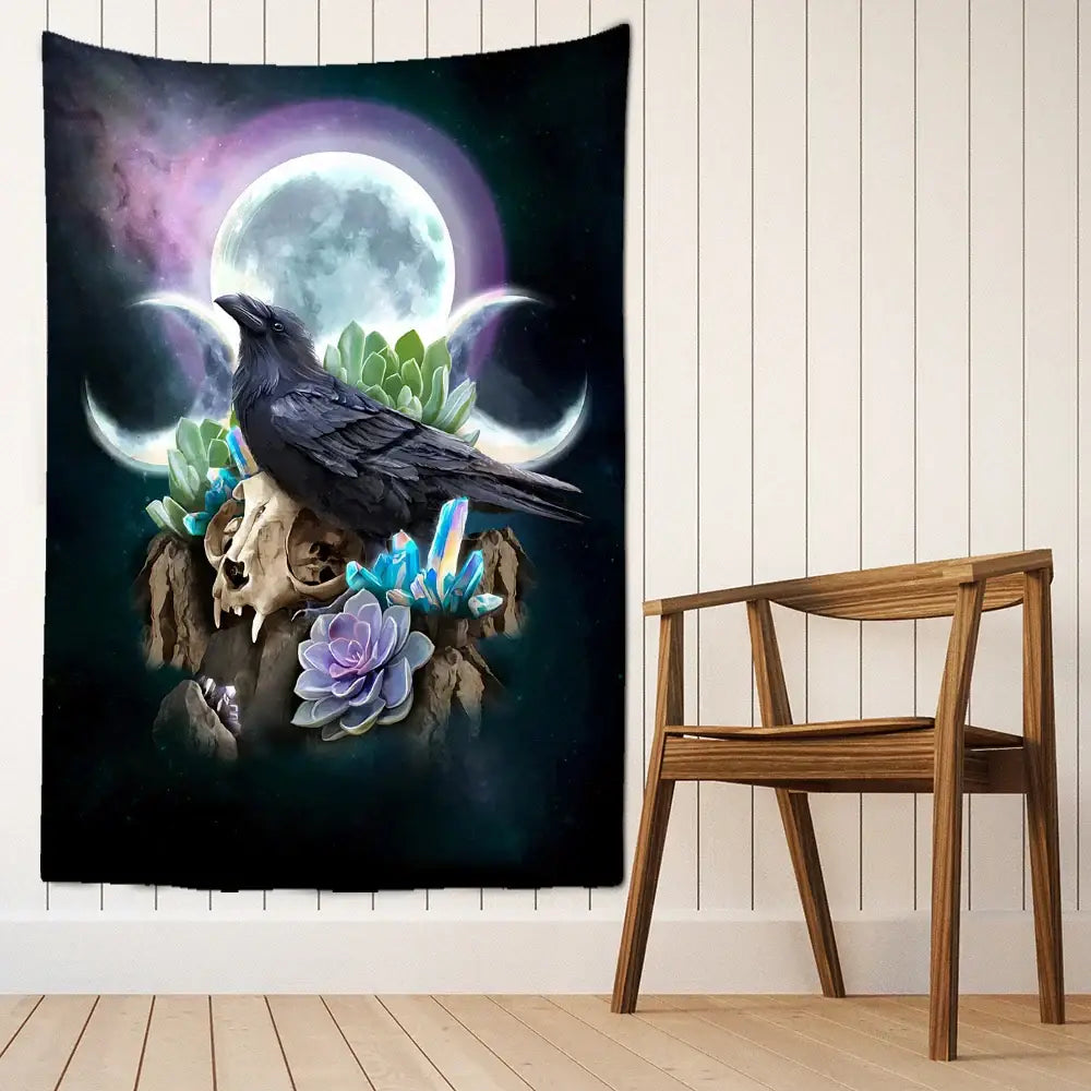 DecorBites™ Condor Moon Universe Tapestry - Dark Starry Psychedelic Hippie Wall Hanging
