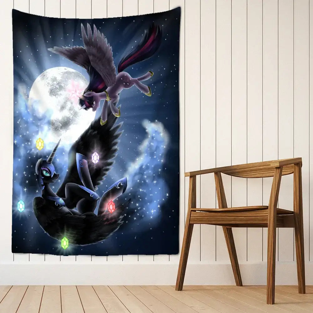 DecorBites™ Condor Moon Universe Tapestry - Dark Starry Psychedelic Hippie Wall Hanging