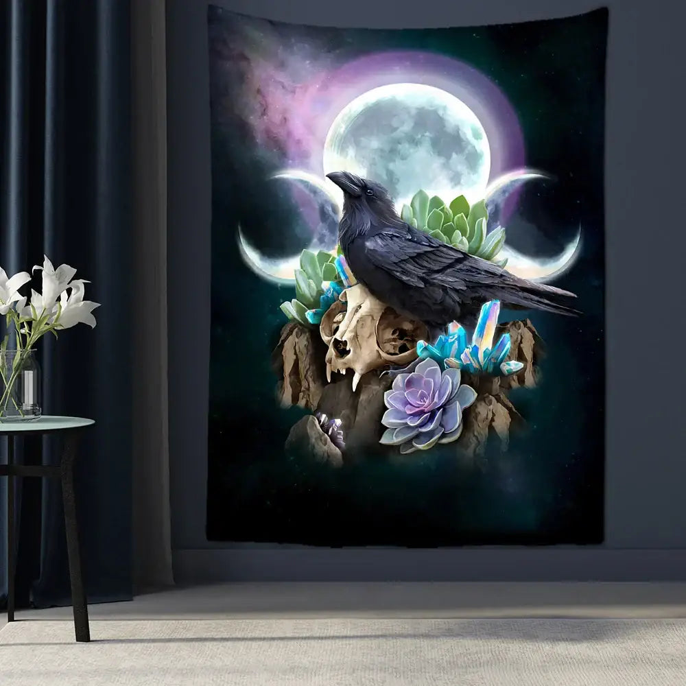 DecorBites™ Condor Moon Universe Tapestry - Dark Starry Psychedelic Hippie Wall Hanging