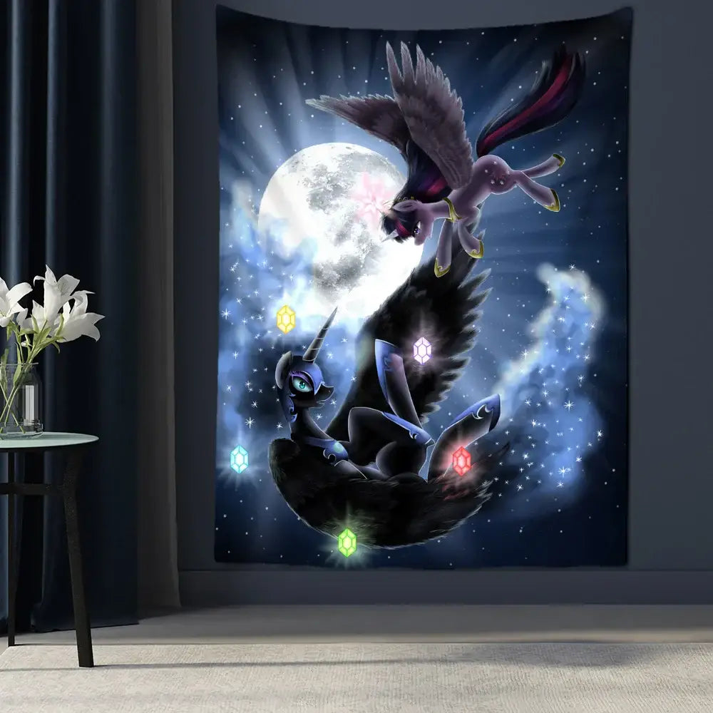 DecorBites™ Condor Moon Universe Tapestry - Dark Starry Psychedelic Hippie Wall Hanging