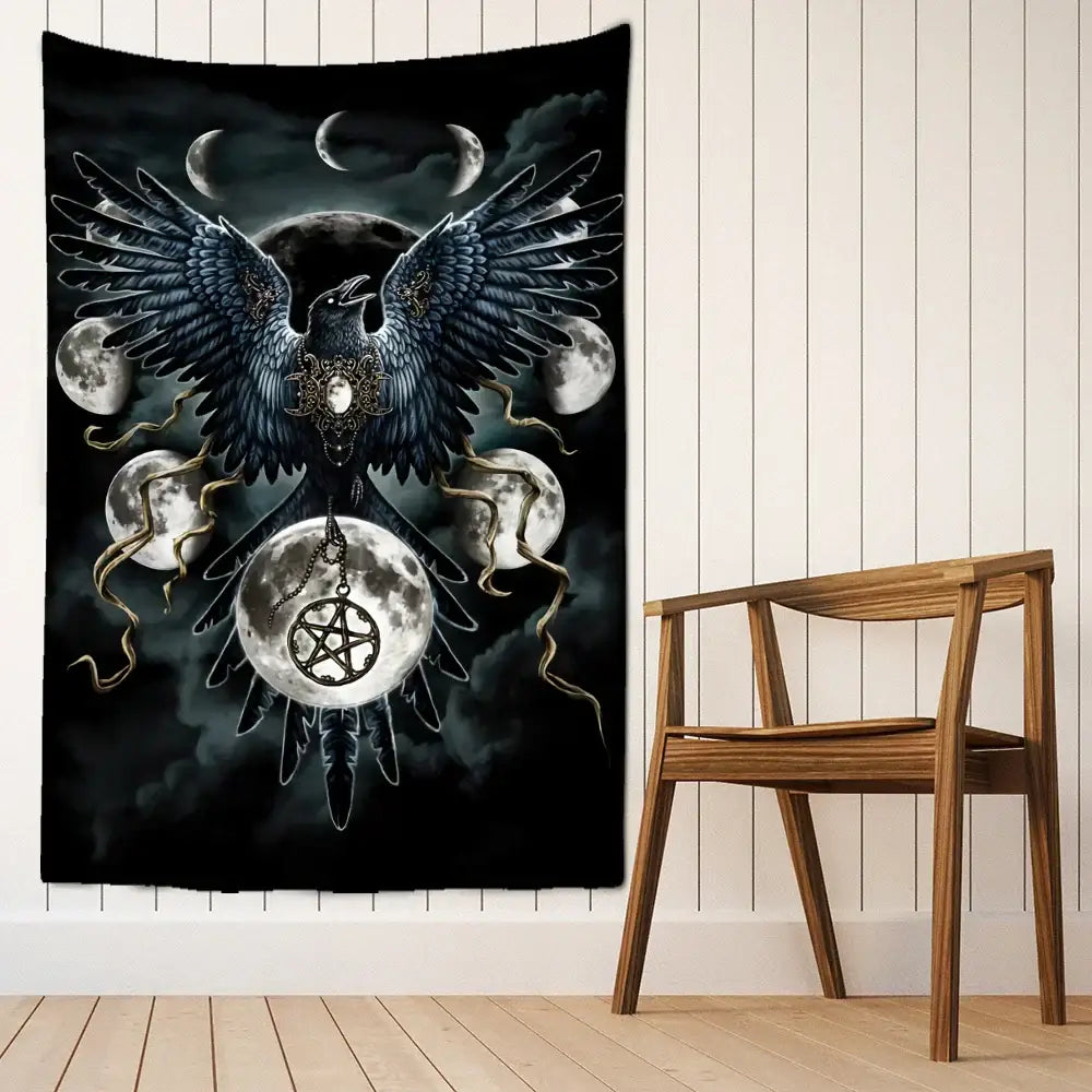 DecorBites™ Condor Moon Universe Tapestry - Dark Starry Psychedelic Hippie Wall Hanging