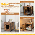 Cat Litter Box Enclosure with Door and Ventilated Hole-Brown