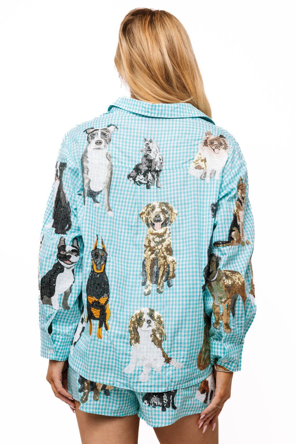 QOS Aqua Gingham Queen of Dogs Short