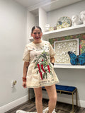 QOS Beige Jalapeño Seed Cotton Short Sleeve Dress
