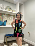 QOS Black Multi 'Spicy' Chili Pepper Tank Dress