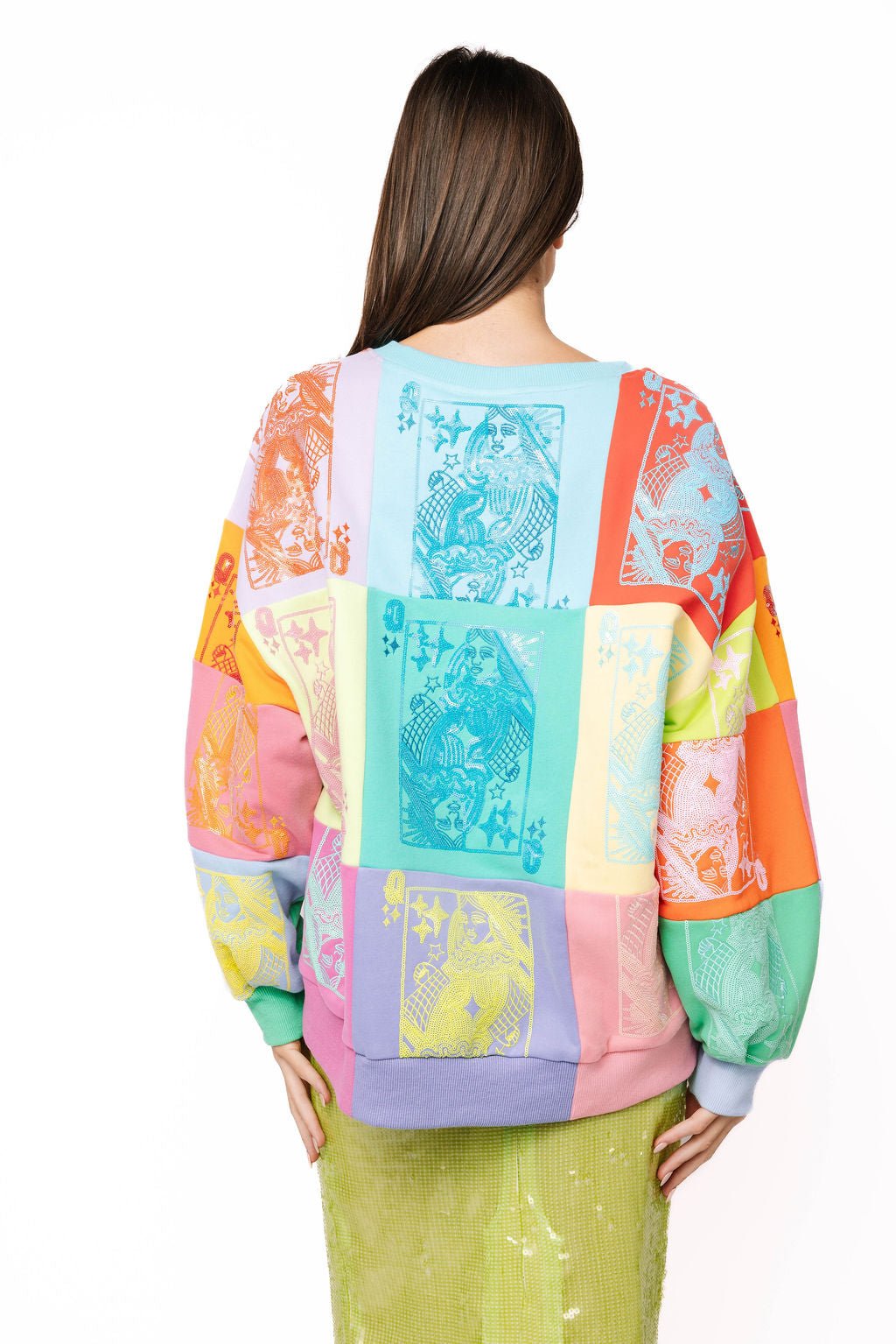 QOS Multi Colorblock QOS Card Logo Sweatshirt
