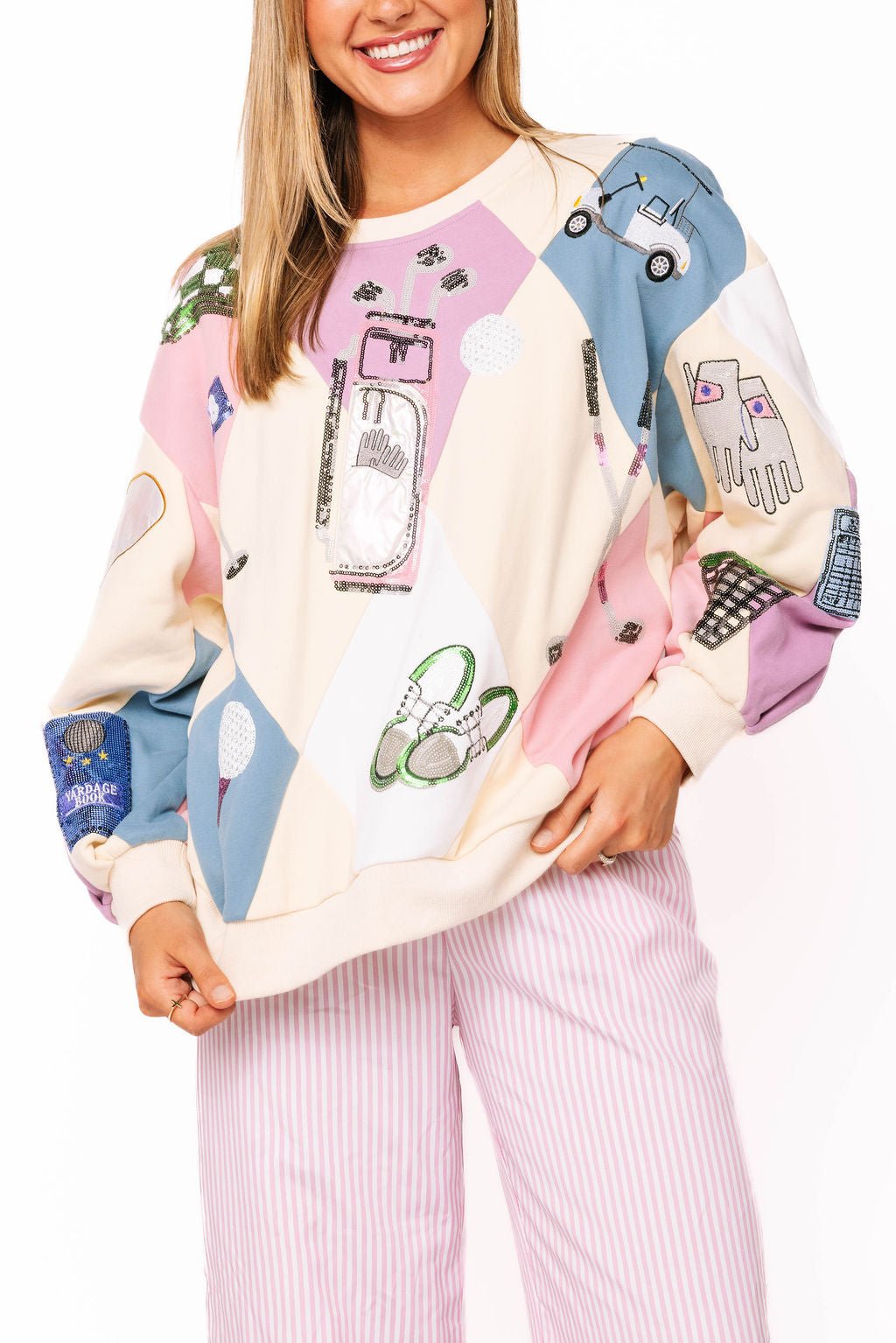 QOS Multi Diamond Print Golf Icon Sweatshirt